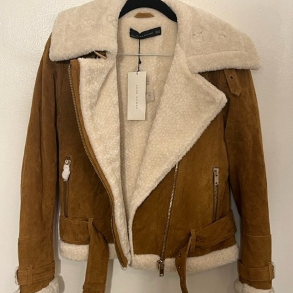NWT - Zara Double Faced Faux Shearling Fleece Lined Jacket - Women's XS